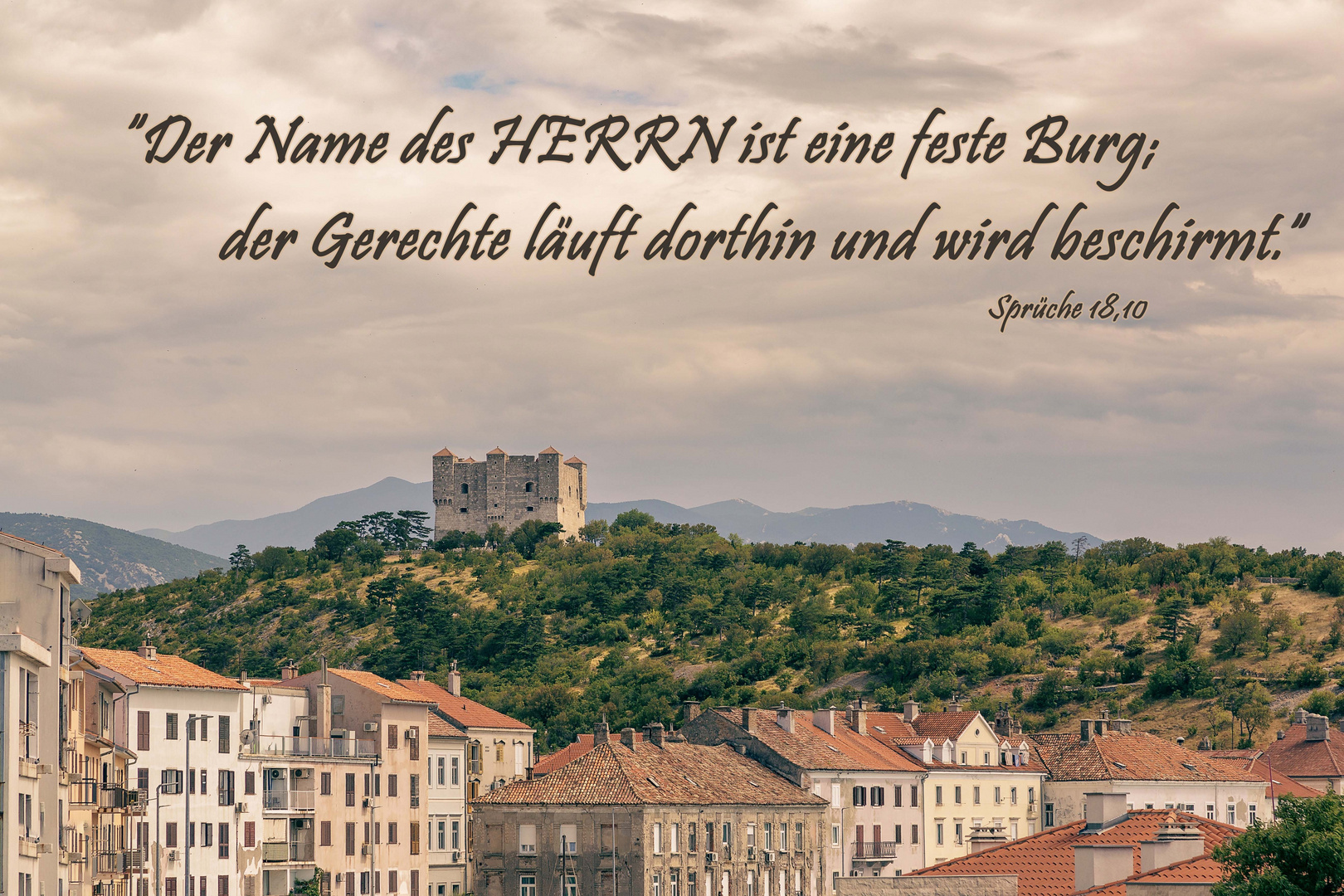 Spruchkarte Sprüche 18,10 "Der Name des Herrn..."