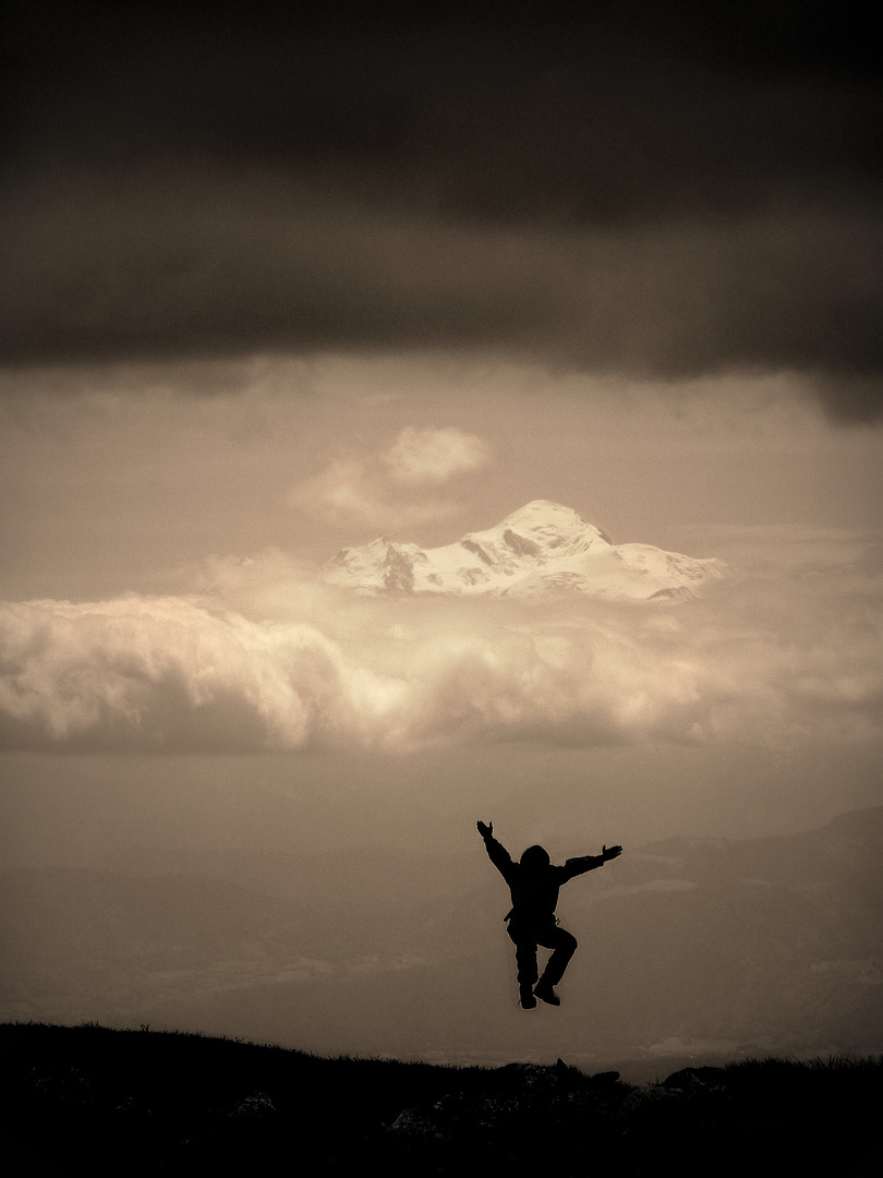 Sprung auf den Mont Blanc