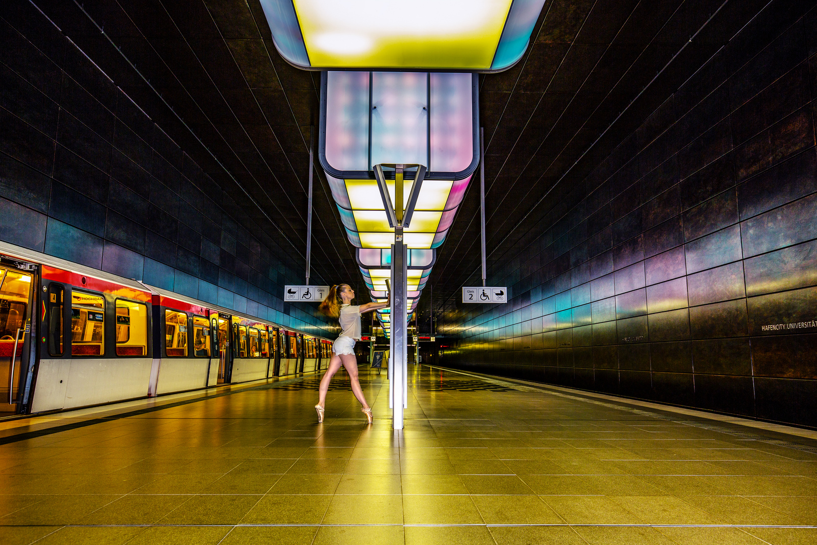 Sptize auf dem Bahnsteig