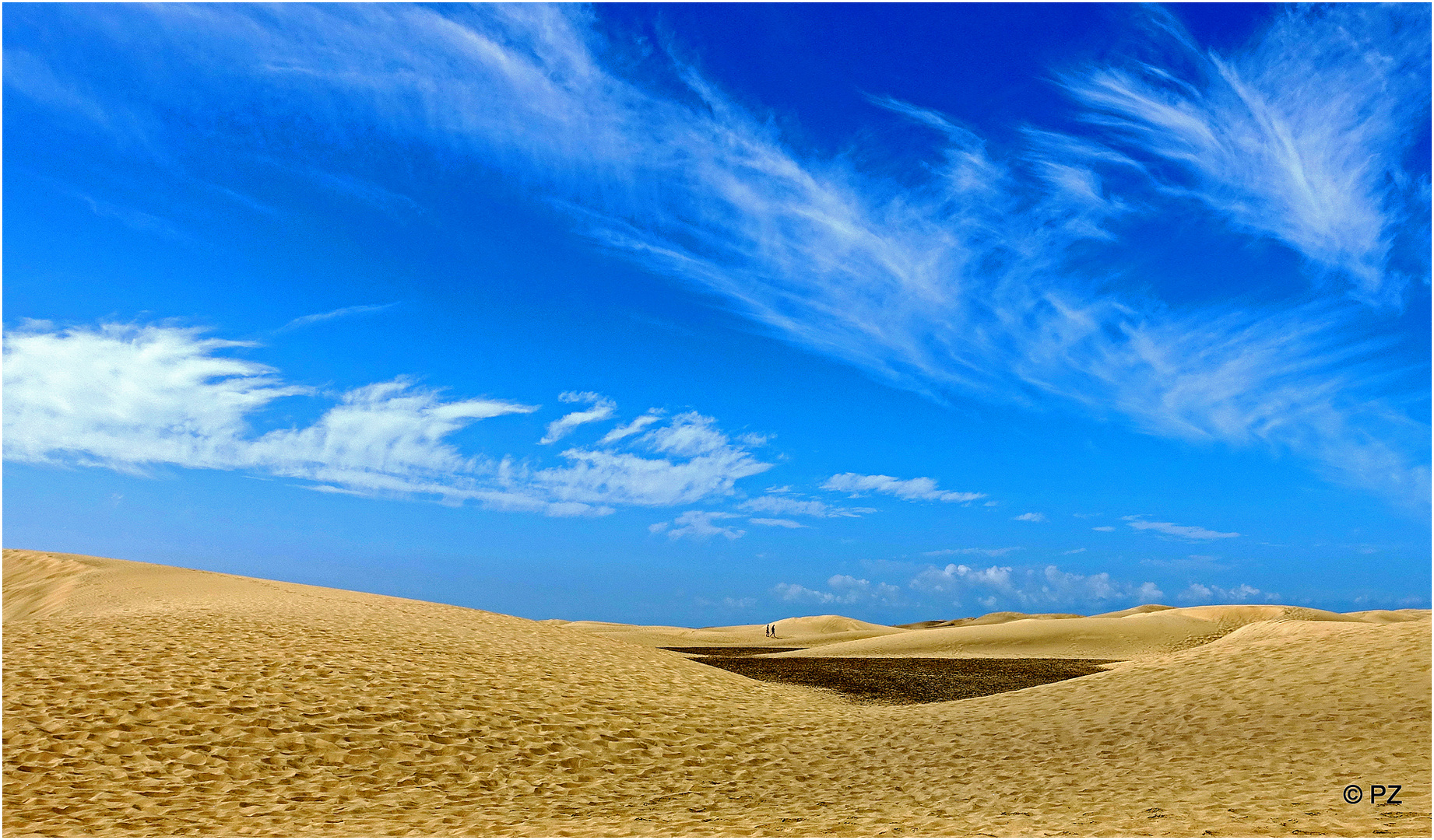 Spuren im Sand der Dünen von Playa del Inglés ...