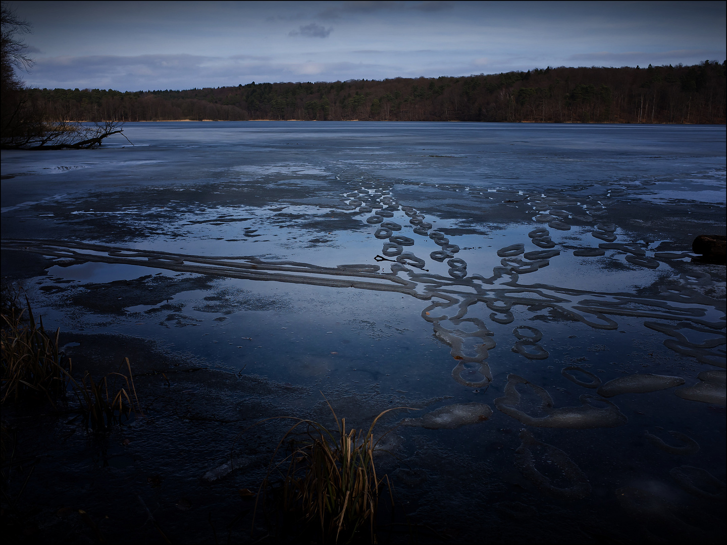 Spuren im tauenden Eissee