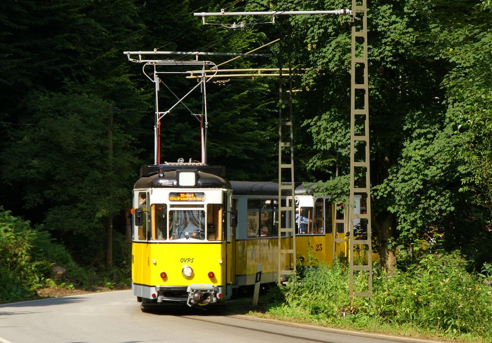 Sraßenbahn im Kirnitzschtal