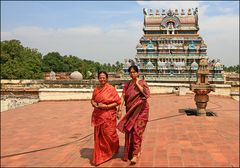 Srirangam, Dachszene mit Blick zum 3. Gopuram