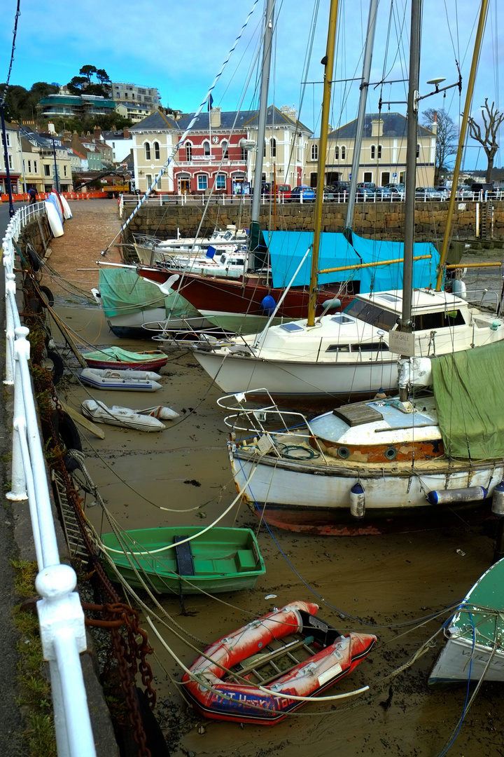 St. Aubin Harbour at low tide, Jersey