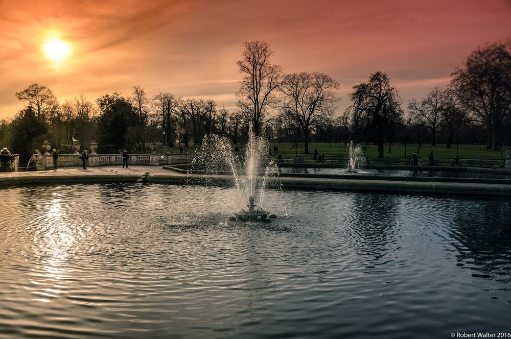 St. James' Park, London against the sun