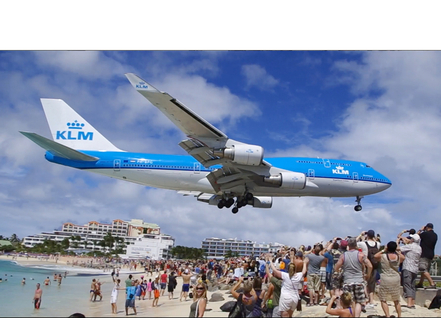 St. Maarten KLM-747 Anflug auf den Flughafen