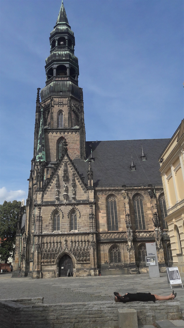 St. Marien in Zwickau mit  lebendigem Vordergrund