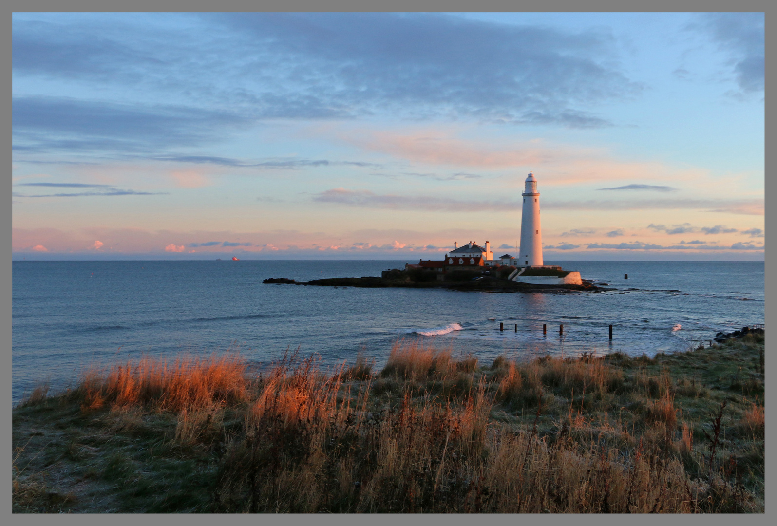 St Mary's island and lighthouse early morning 3A