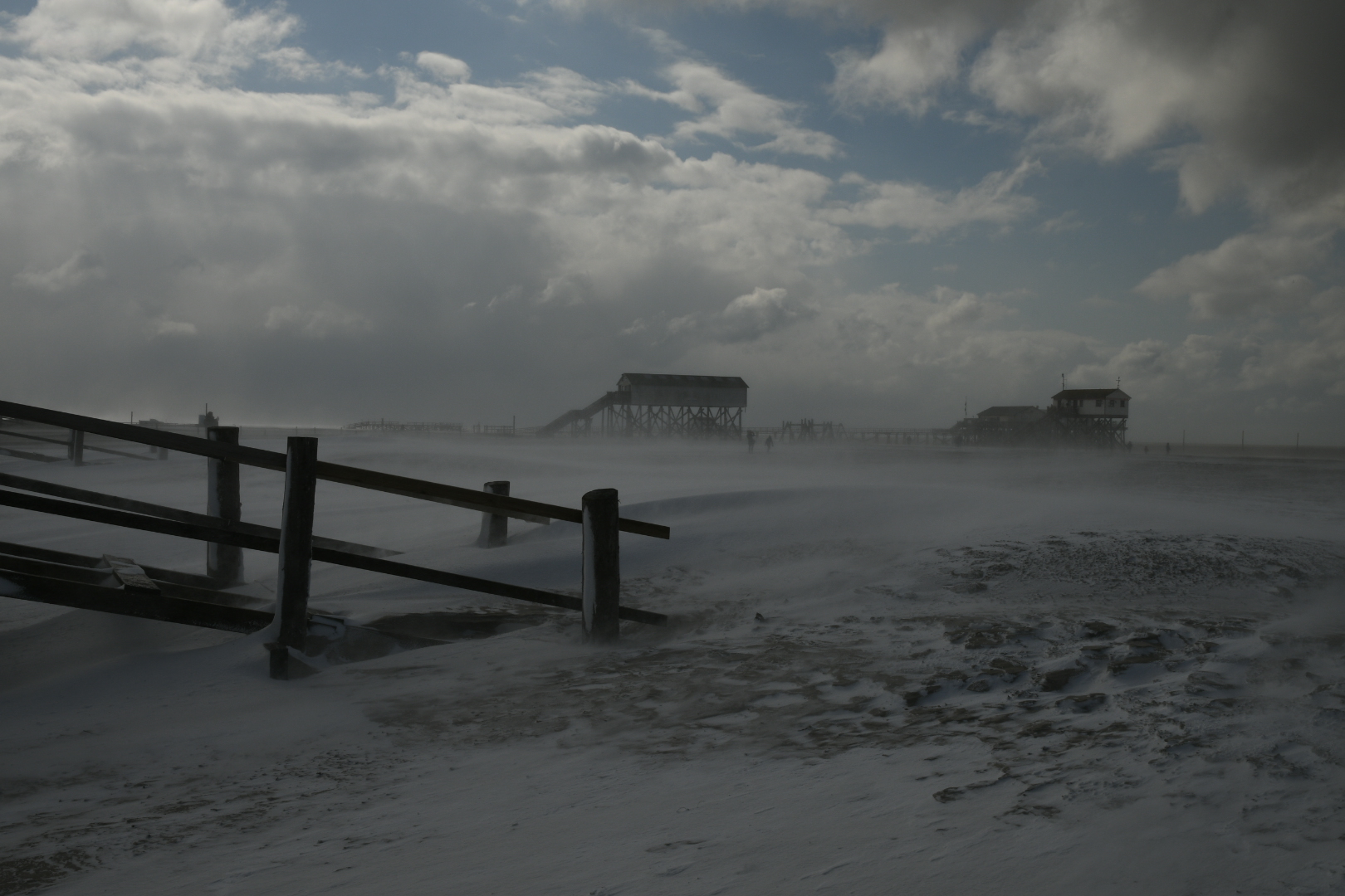 St. Peter Ording, Strand, Schneesturm