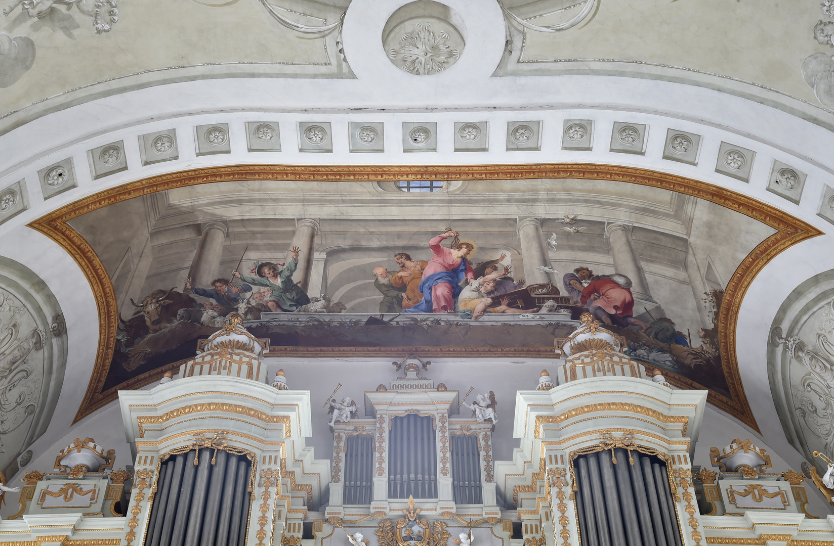 St. Verena Rot an der Rot Deckengemälde über der Orgel Foto & Bild