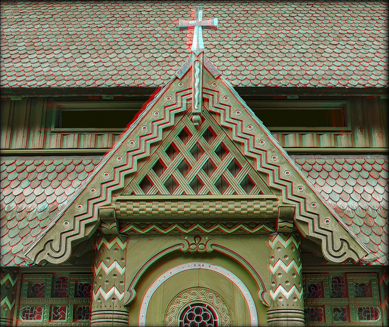 Stabkirche (3D Anaglyphe)