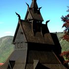 Stabkirche Hoppestad, Sognefjord, Norwegen