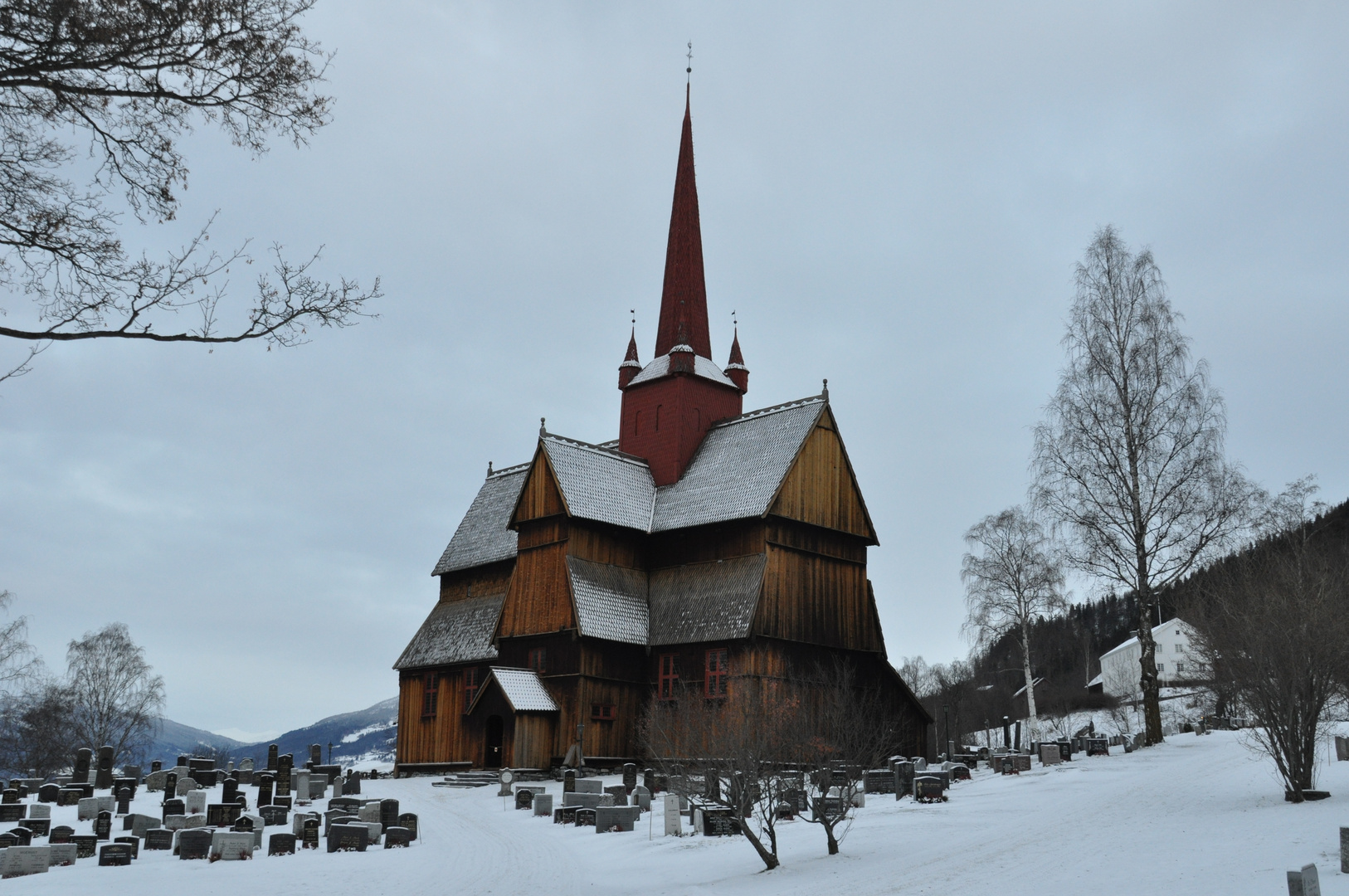 Stabkirche Ringebu im Winter