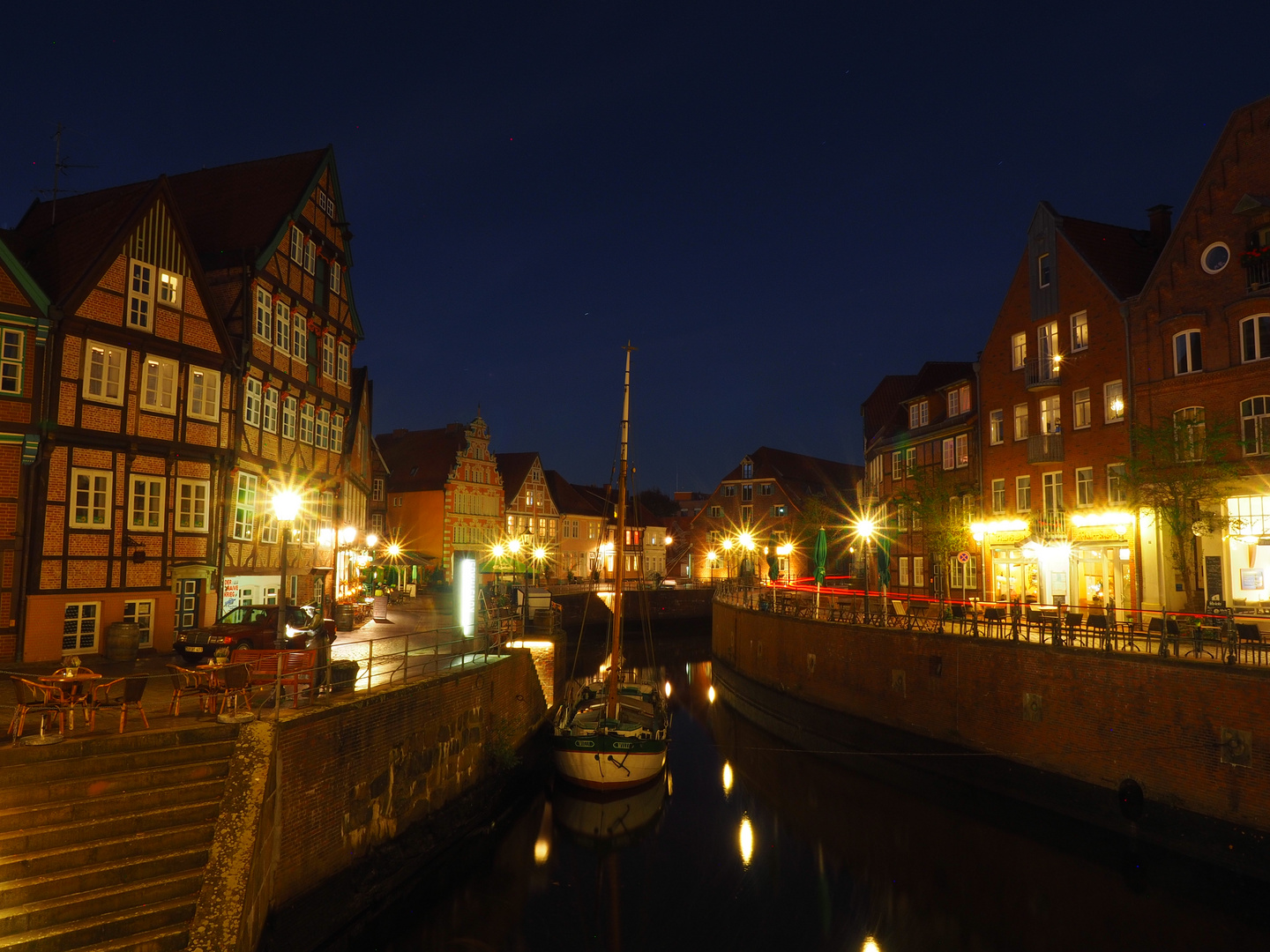 Stader Fischmarkt bei Nacht