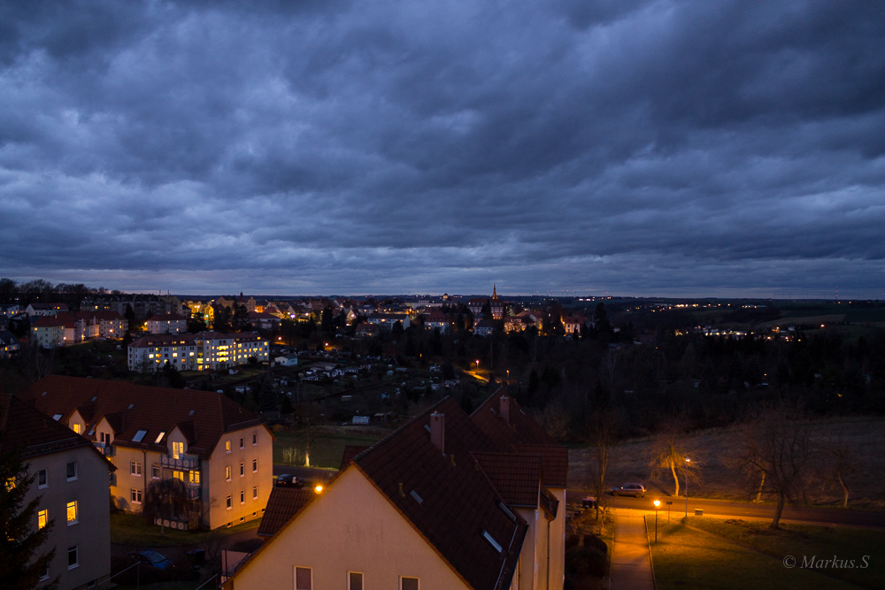 Stadt Leisnig bei Nacht