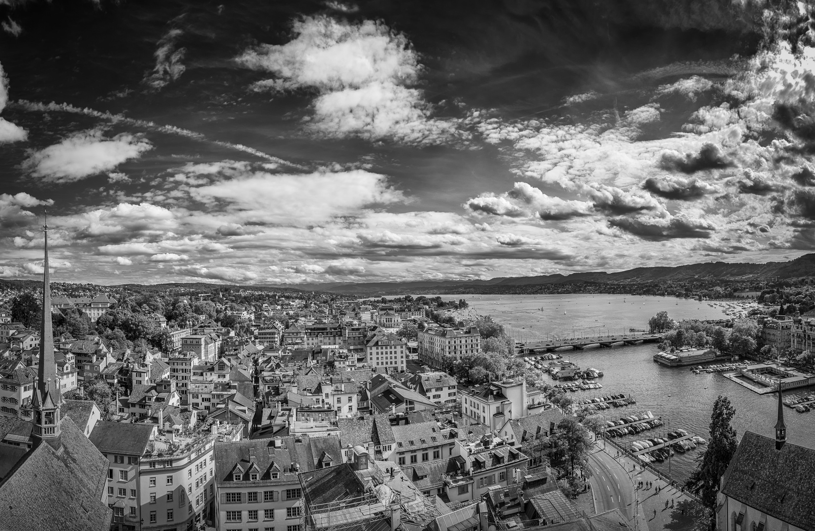 Stadt Zürich Black & White Panorama