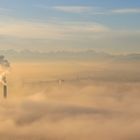 Stadt Zürich im Morgennebel