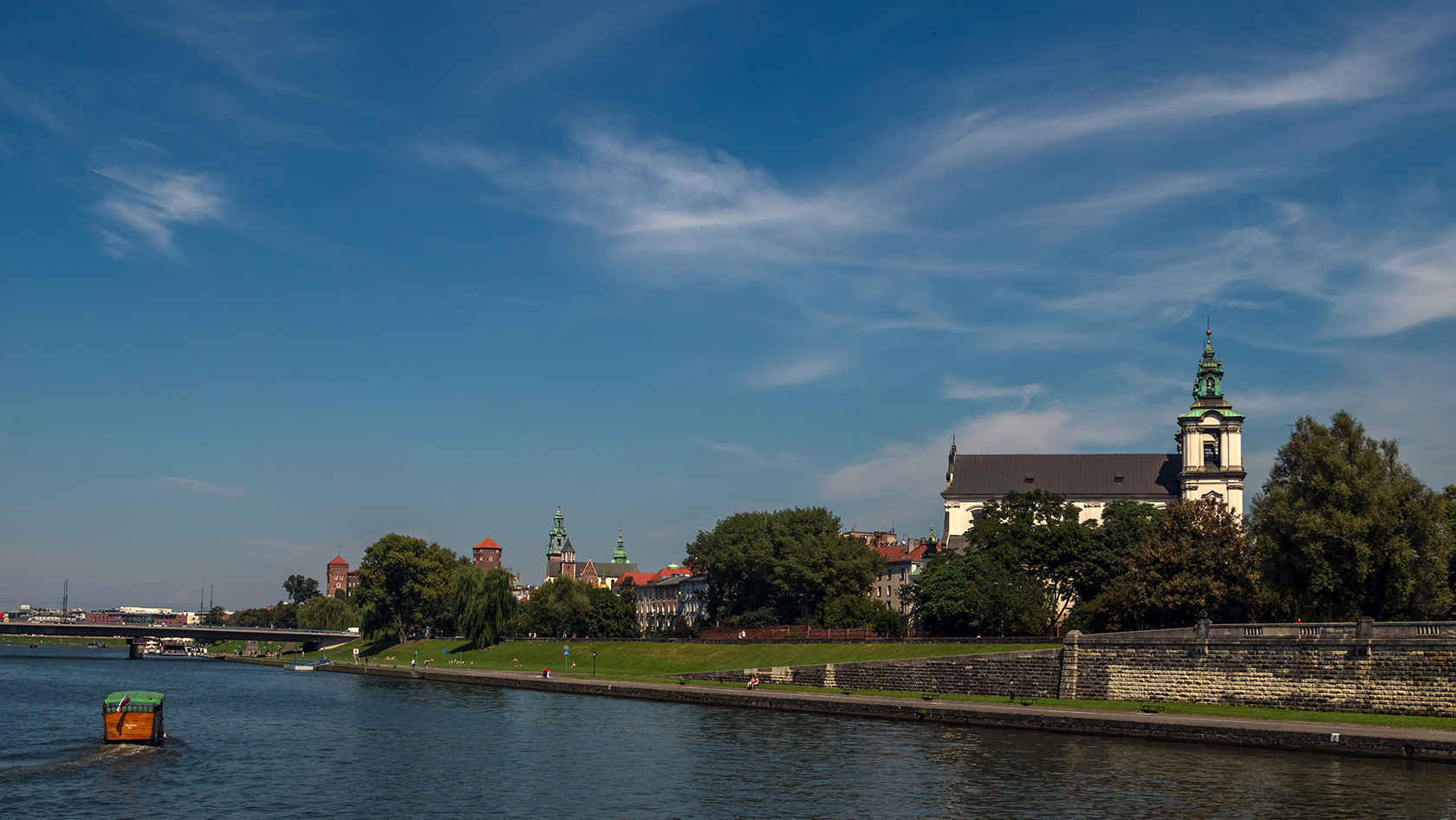 Stadtansicht 03, Krakau bei Schiffsfahrt auf der Weichsel