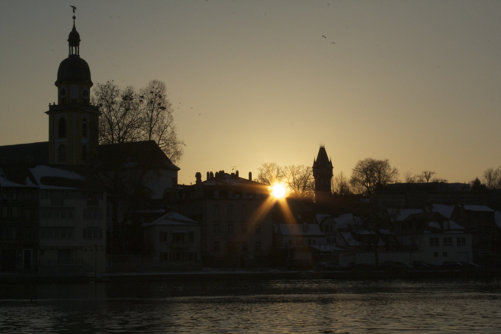 Stadtansicht Kitzingen am Main vom Etwashäusener Ufer aus