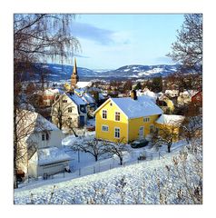 Stadtansicht von Lillehammer im Winter