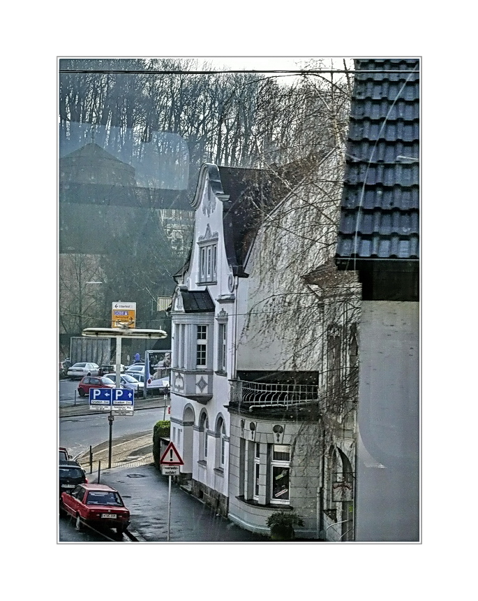 Stadtbild 55 ... while looking out the window, riding over the street in Wuppertal Sonnborn