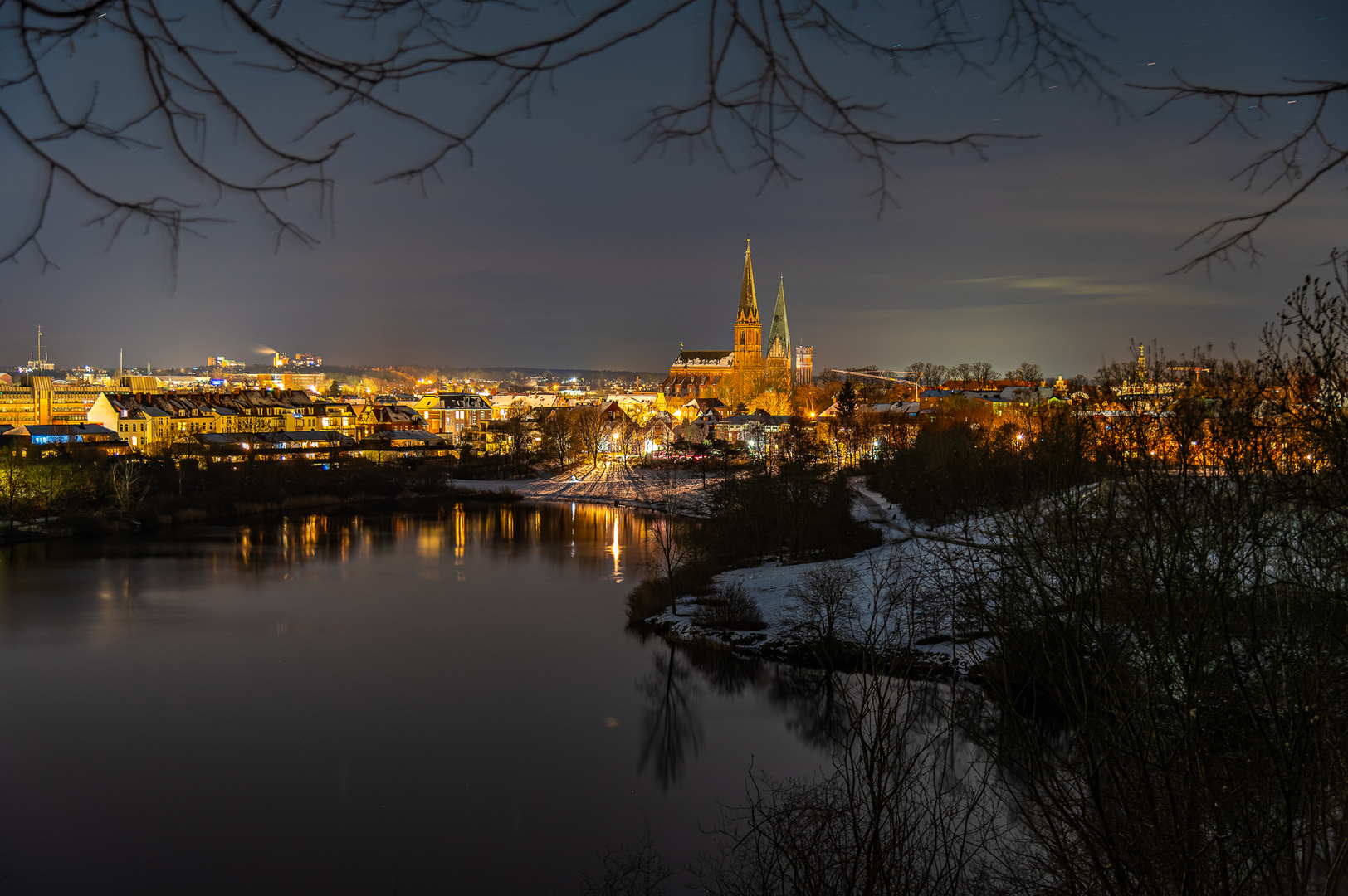 Stadtblick über den Kreidebergsee