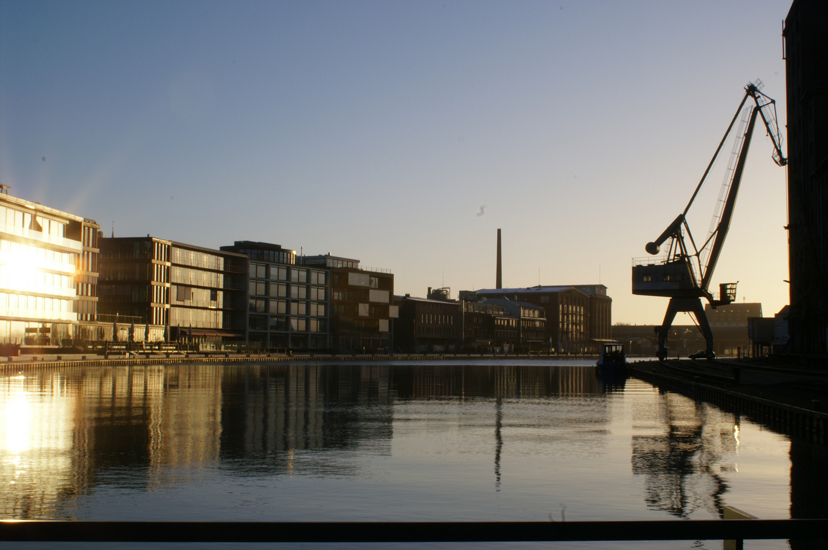 Stadthafen von Münster heute bei Sonnenaufgang