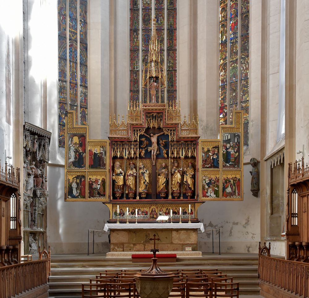 Stadtkirche St. Jakob Rothenburg Blick zum Altar