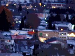 Stadtlandschaft am Winterabend