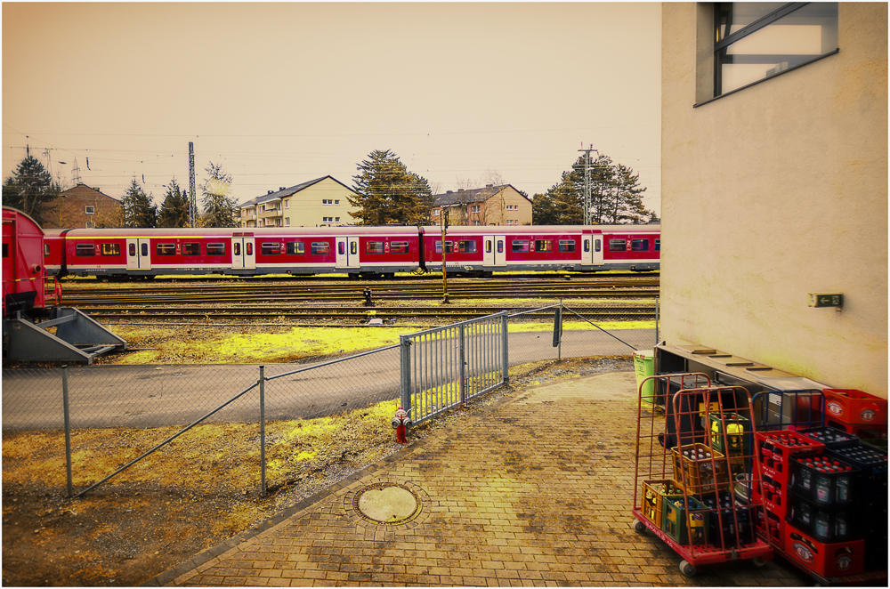 Stadtlandschaft in rot