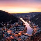 Stadtlichter im Sonnenuntergang