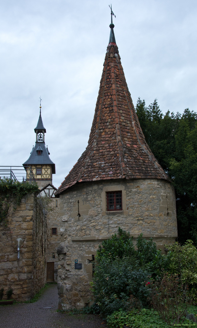 Stadtmauer mit Wehrturm in Marbach am Neckar