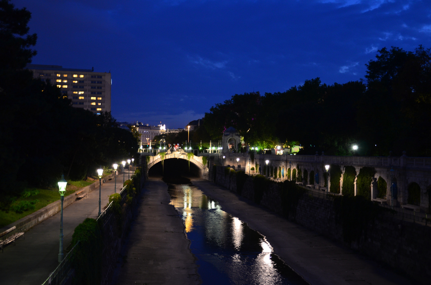 Stadtpark bei Nacht.