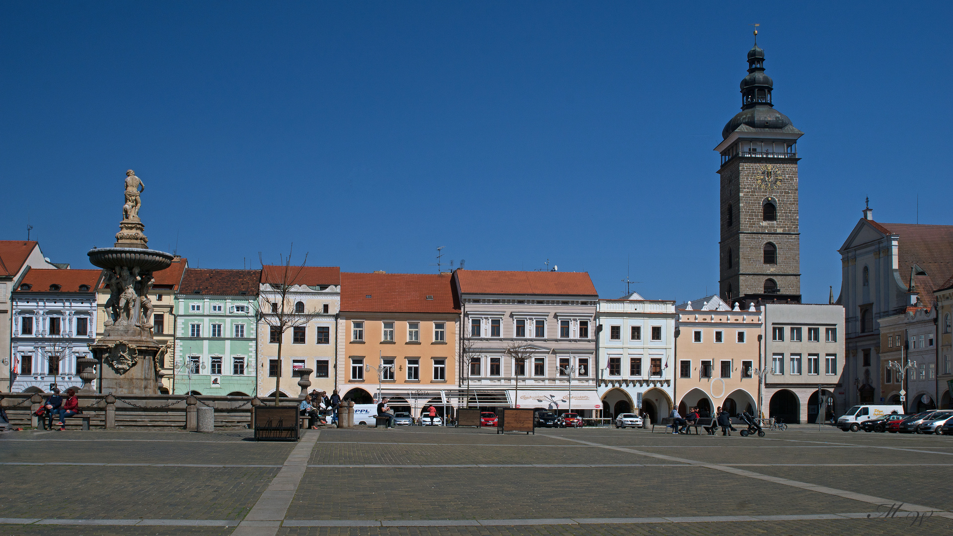 Stadtplatz Budweis mit schwarzen Turm