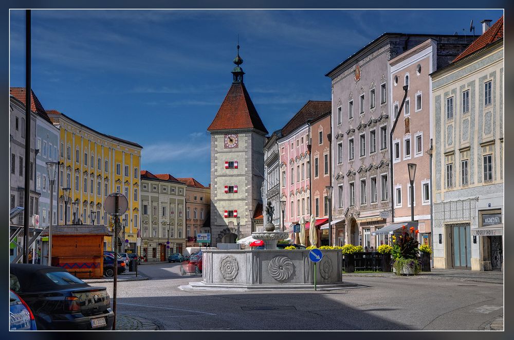 Stadtplatz von Wels OÖ In Farbe