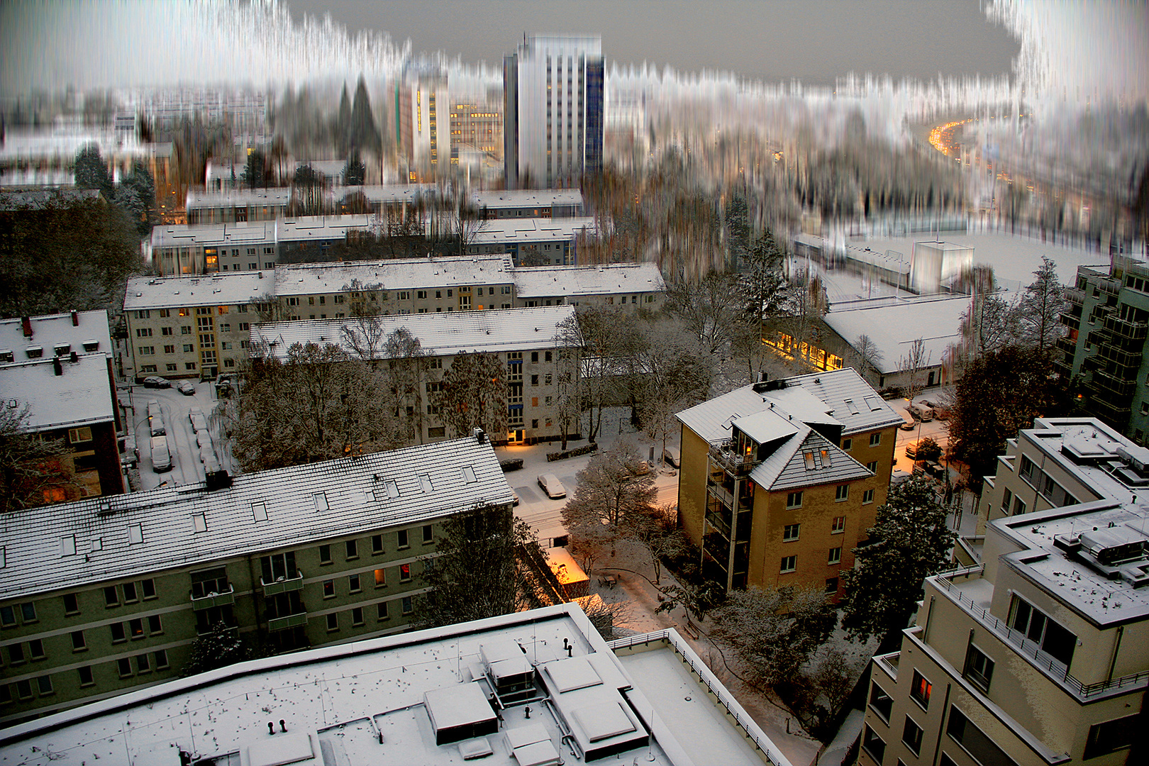 Stadtrand verschneit