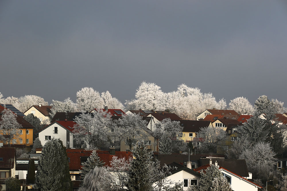 Stadtteil im Raureifkleid