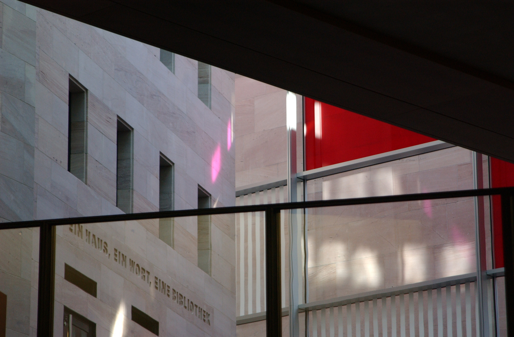 stahl, glas, beton, rot, licht, schatten