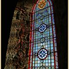 stained glass in st mary's church lindisfarne