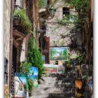 Stairways with paintings in Taormina