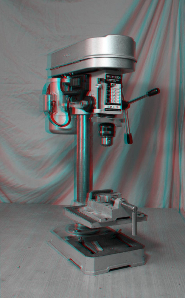 Standbohrmaschine - 3D Rot-Cyan Anaglyphe