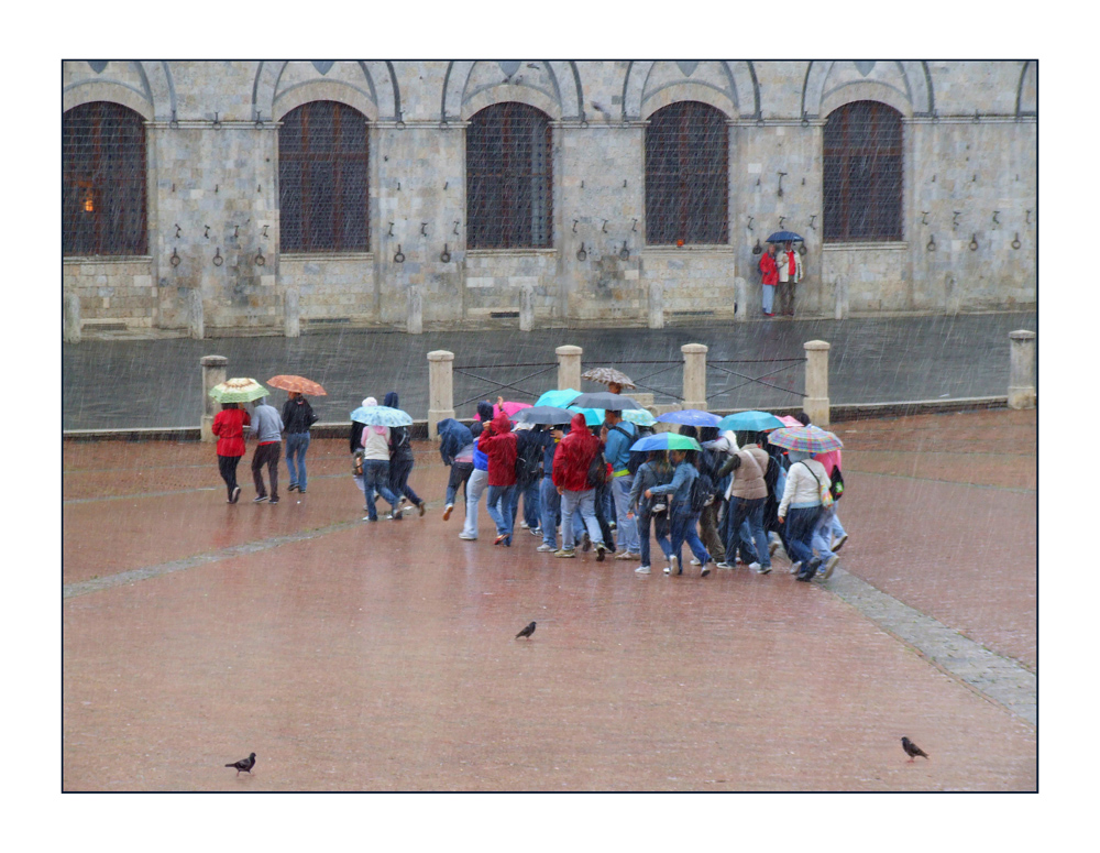 starker Regen in Siena