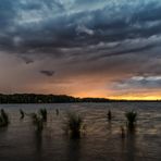 Starkwind, Regen und Sonnenuntergang am grossen Müggelsee