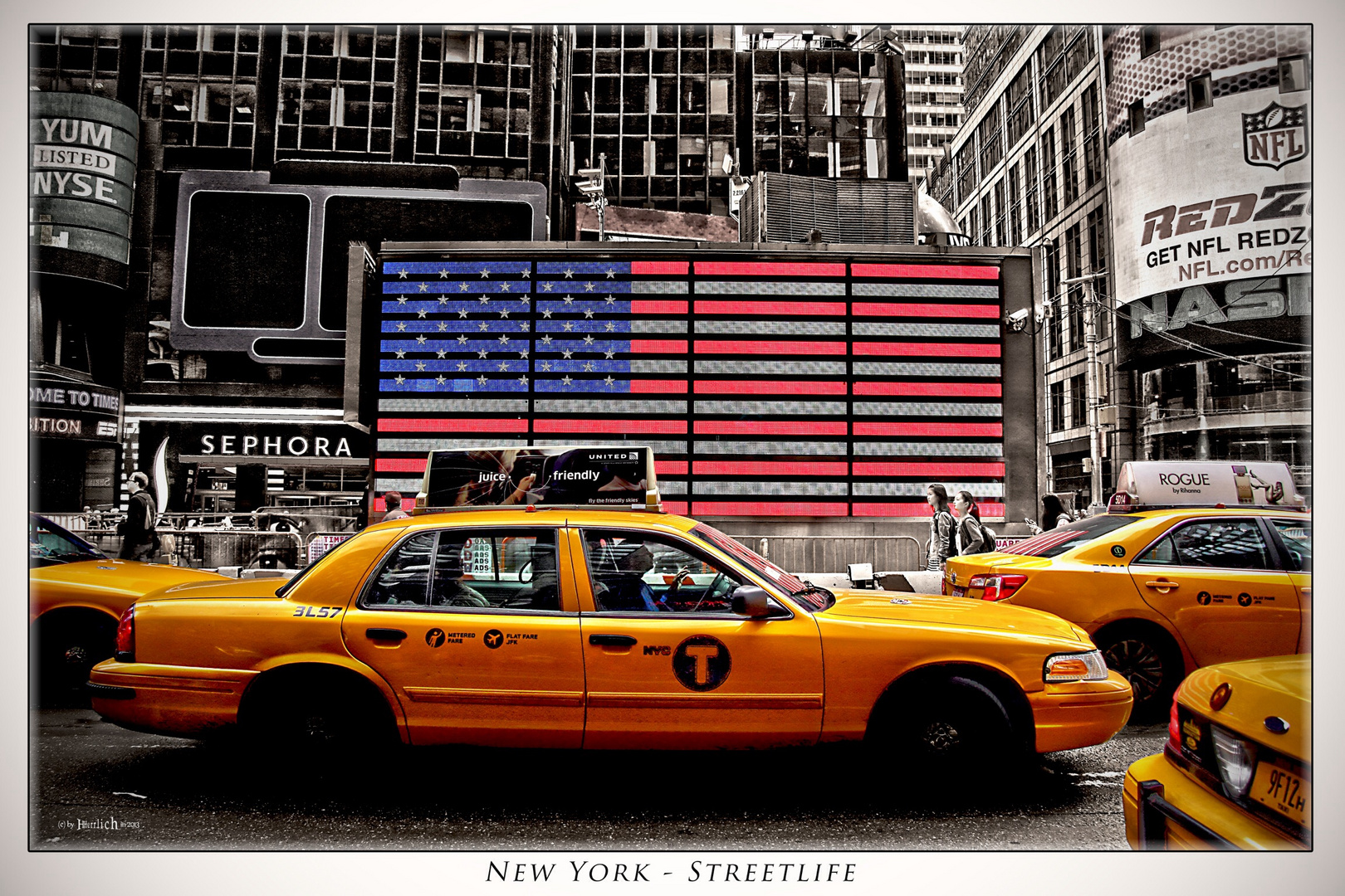 Stars & stripes and yellow cabs