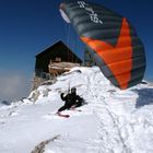 Start am Piz Boé bei 40 km/h Wind