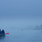 Start in den Nebel... (Im Kanu auf der Weser)