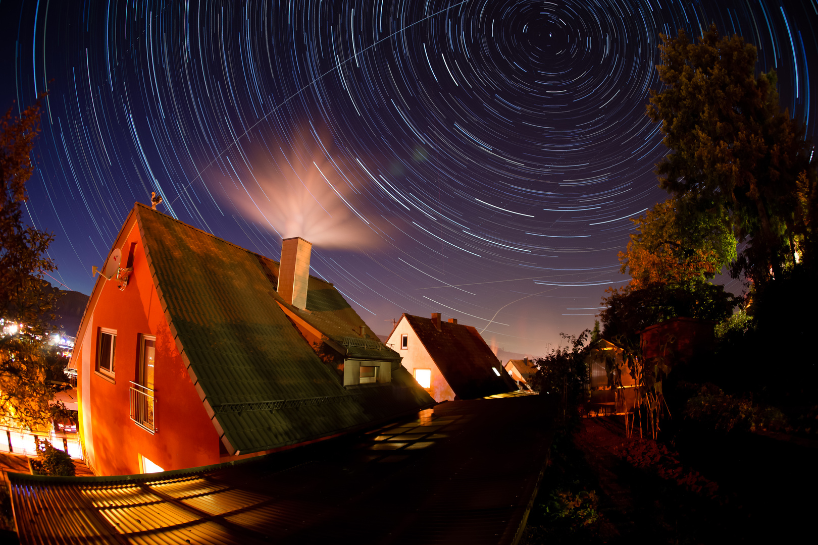 Startrail im Garten