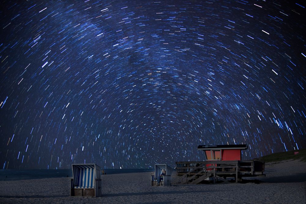 Startrail mit Milchstrasse