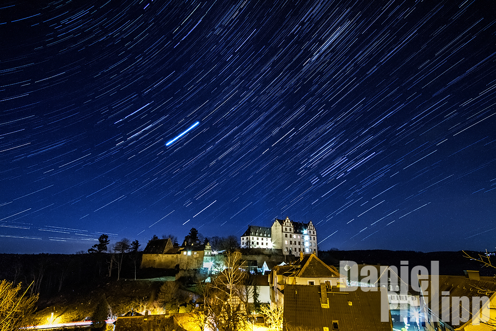 Startrails bei Schloss Lichtenberg