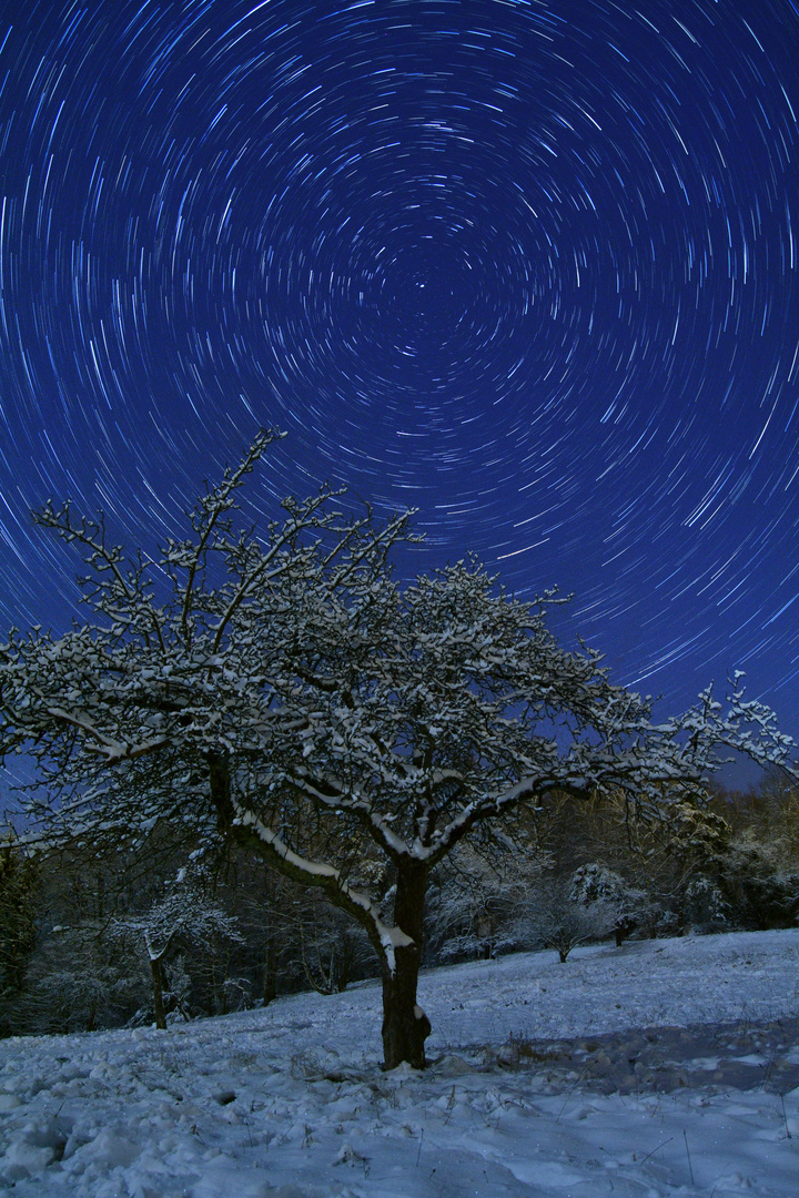 Startrails im Schnee